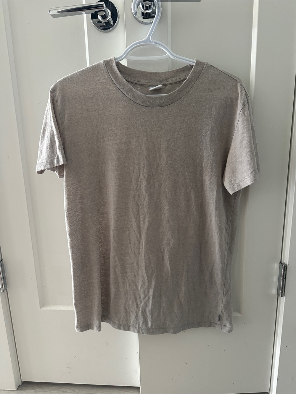 TNA Beige Light Weight Linen Blend Tee